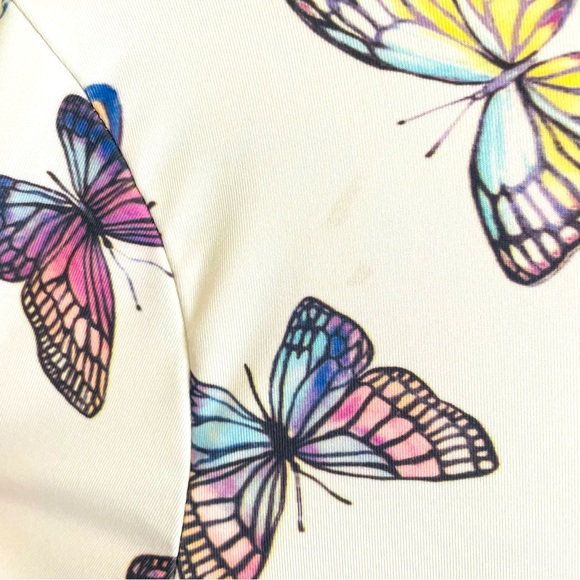 Vintage Ivory Butterfly Jumpsuit Bodysuit~Size M - Picture 12 of 14